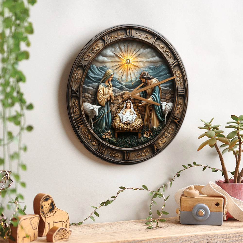 Nativity Time - Christian Wall Clock