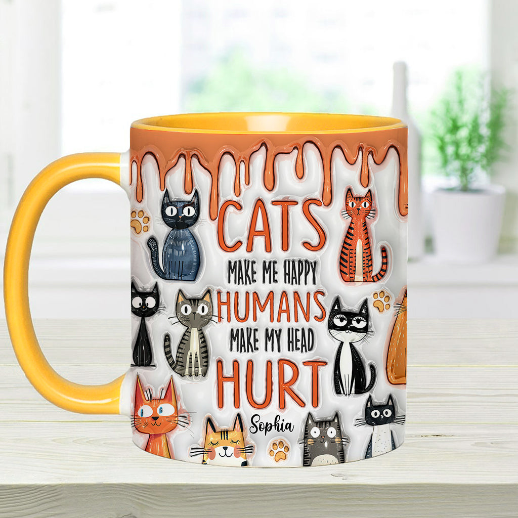 Cats Make Me Happy - Personalized Cat Accent Mug