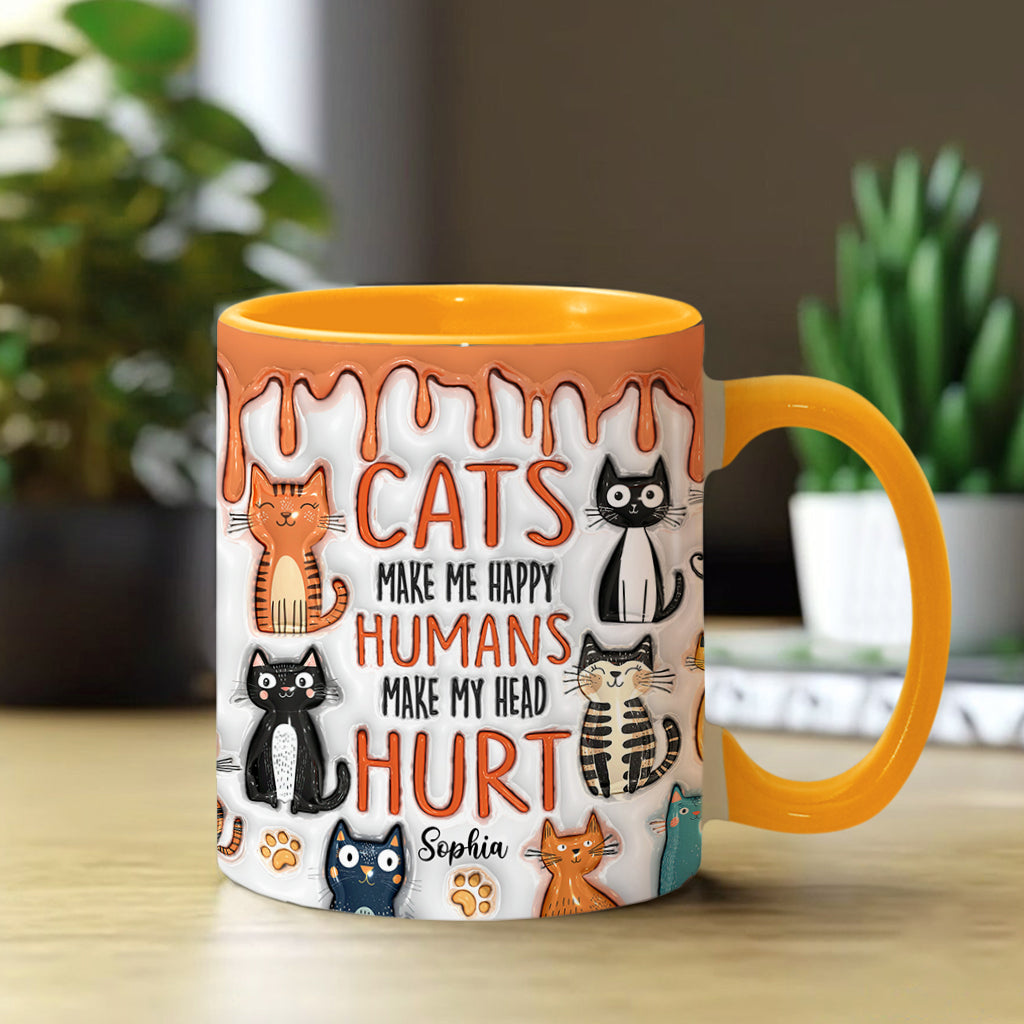 Cats Make Me Happy - Personalized Cat Accent Mug