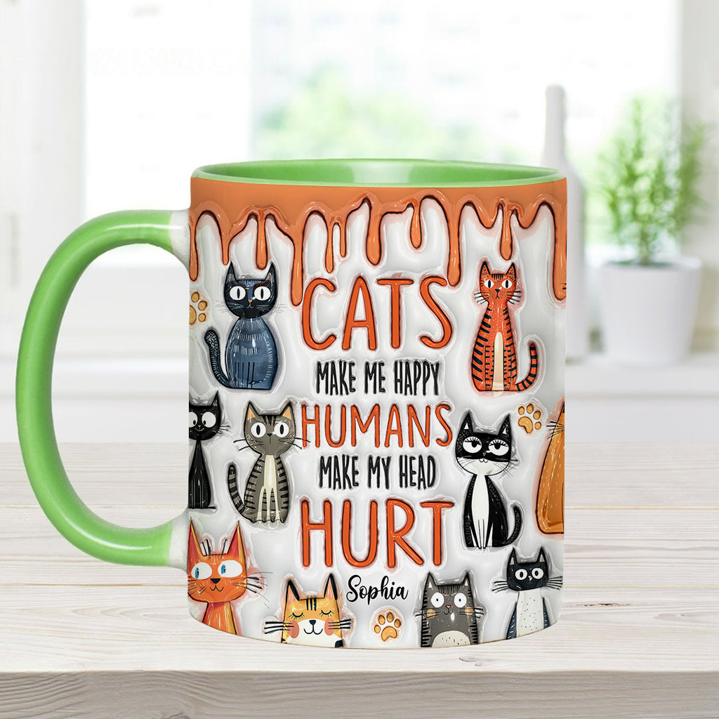 Cats Make Me Happy - Personalized Cat Accent Mug