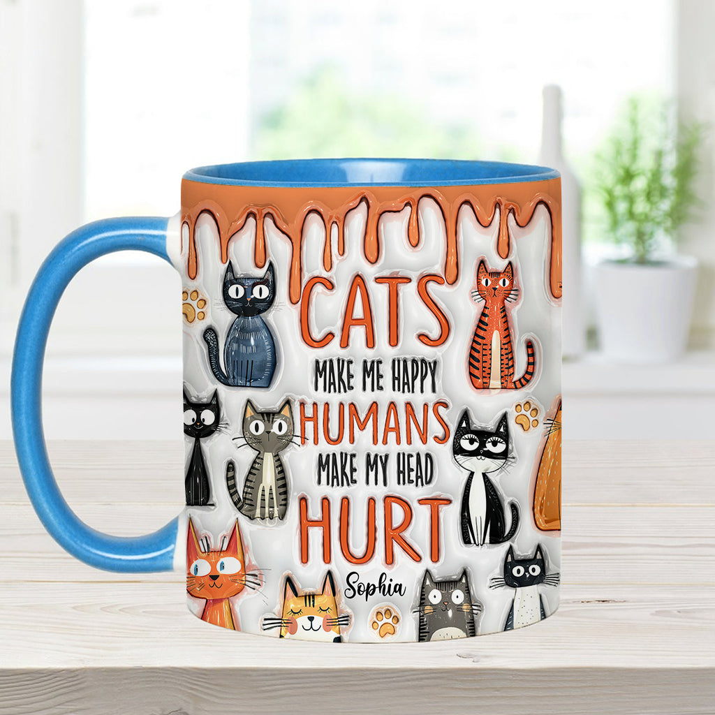 Cats Make Me Happy - Personalized Cat Accent Mug
