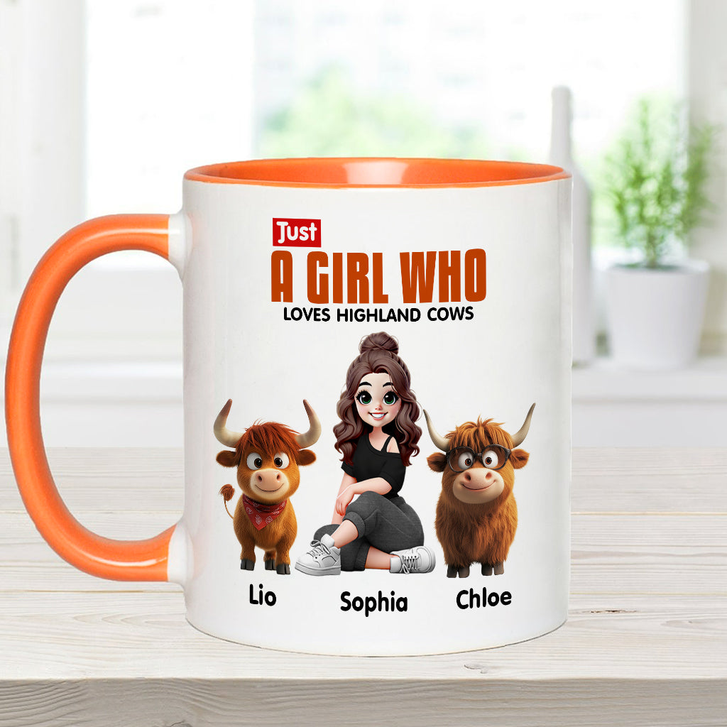 Just A Girl Who Loves Highland Cows - Personalized Accent Mug