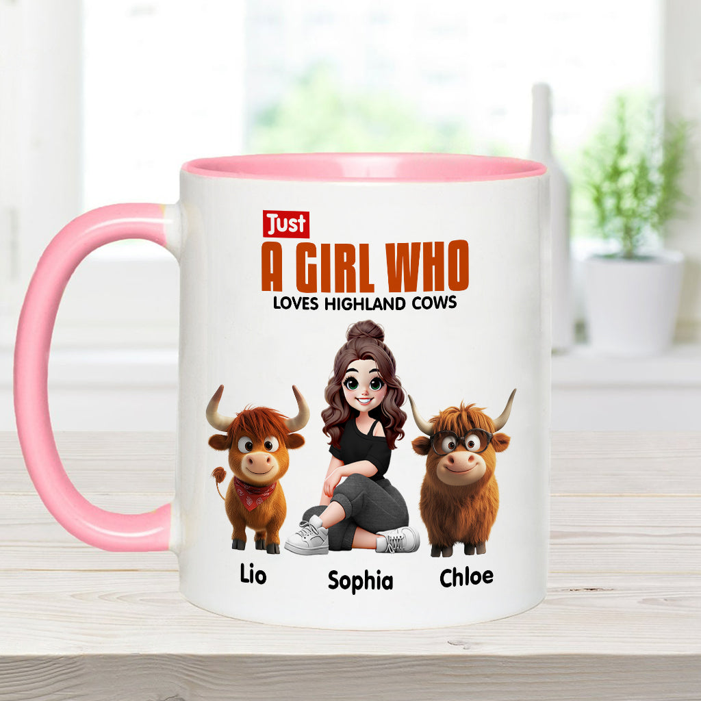 Just A Girl Who Loves Highland Cows - Personalized Accent Mug
