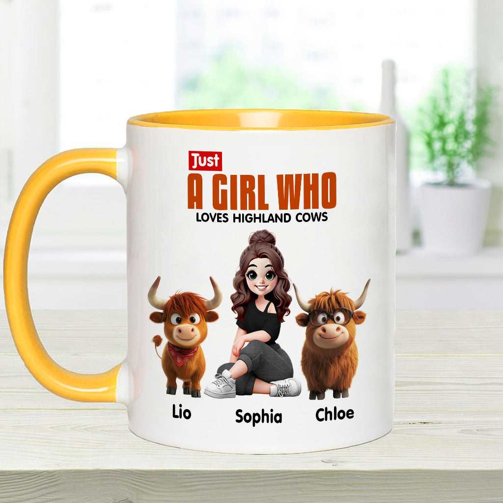 Just A Girl Who Loves Highland Cows - Personalized Accent Mug