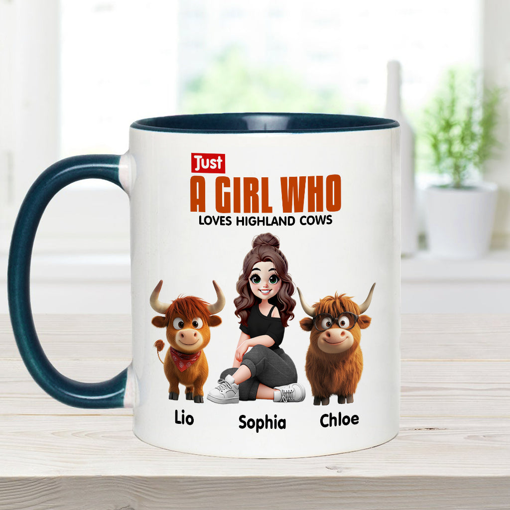 Just A Girl Who Loves Highland Cows - Personalized Accent Mug