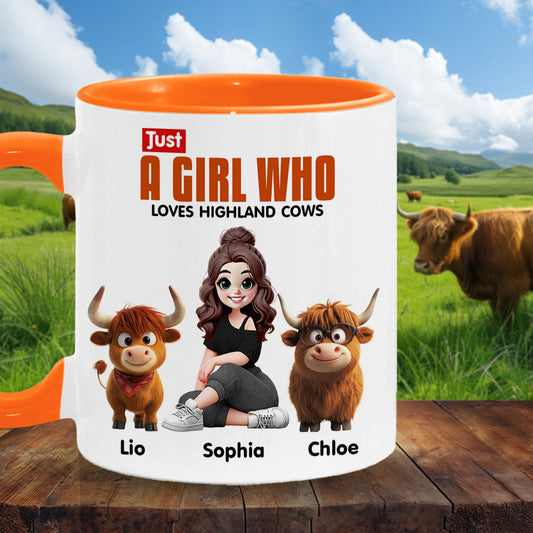 Just A Girl Who Loves Highland Cows - Personalized Accent Mug