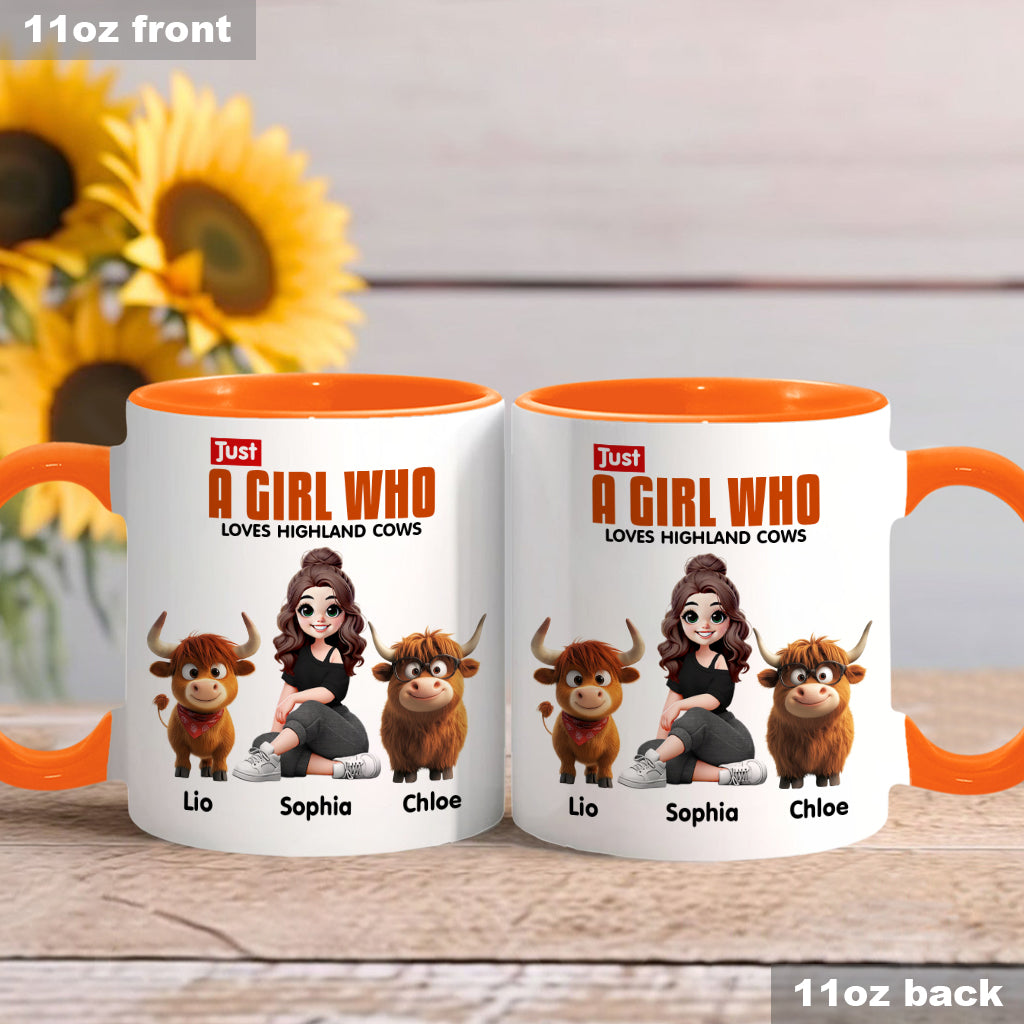 Just A Girl Who Loves Highland Cows - Personalized Accent Mug