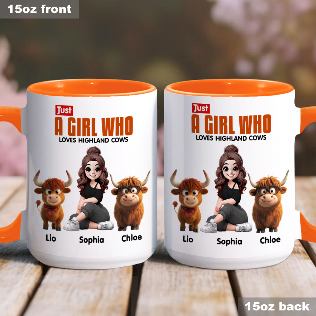 Just A Girl Who Loves Highland Cows - Personalized Accent Mug