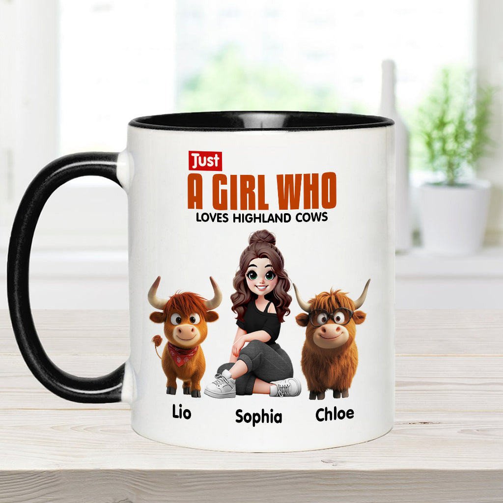 Just A Girl Who Loves Highland Cows - Personalized Accent Mug