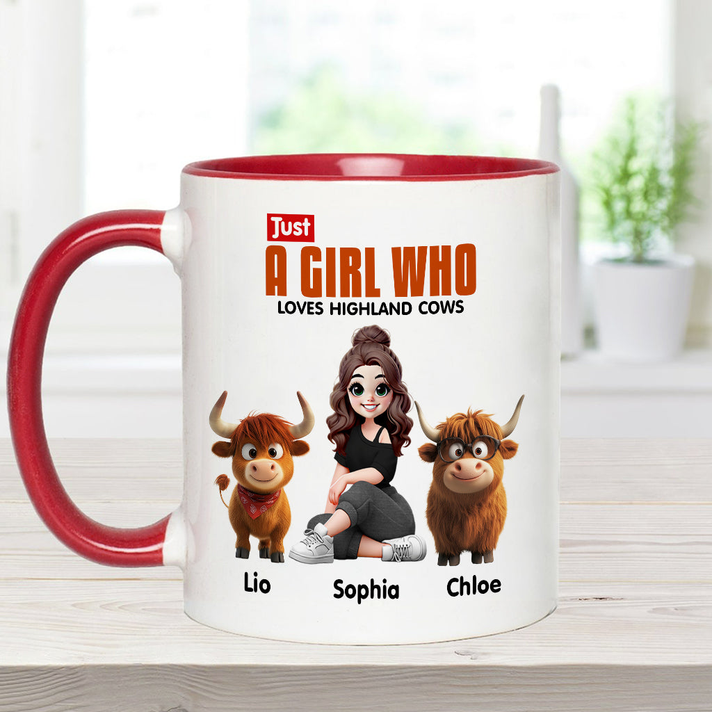 Just A Girl Who Loves Highland Cows - Personalized Accent Mug