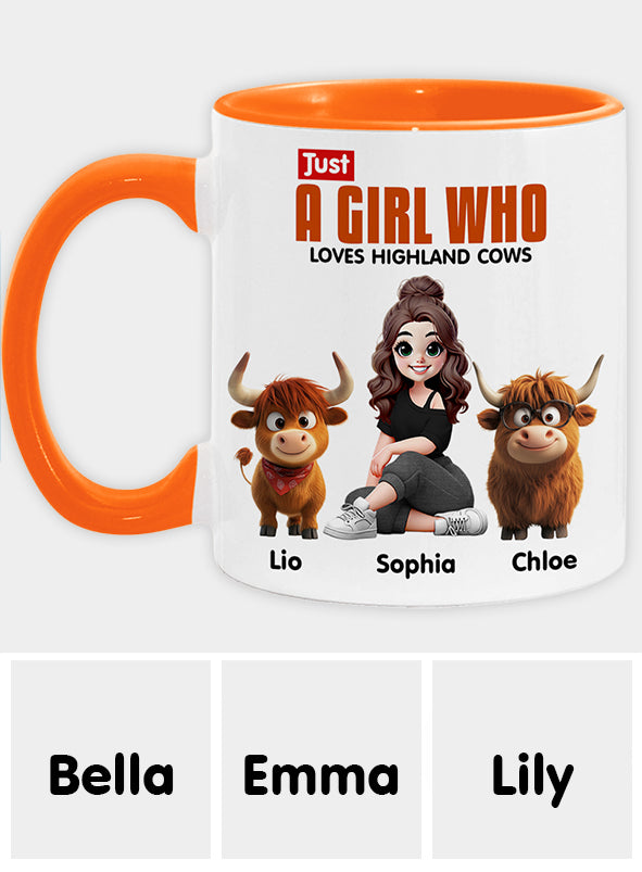 Just A Girl Who Loves Highland Cows - Personalized Accent Mug