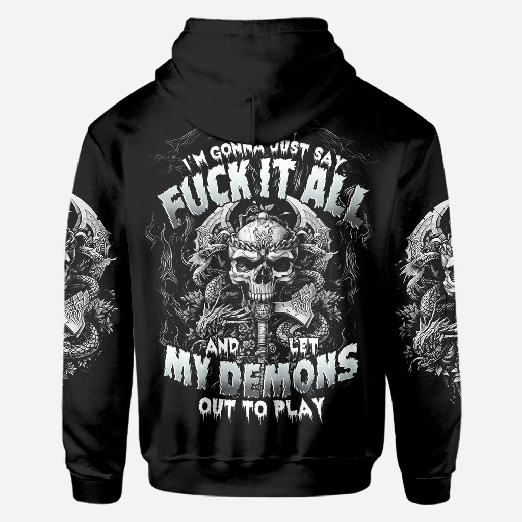 One Day I'm Gonna Just Say - Personalized Skull All Over Shirt