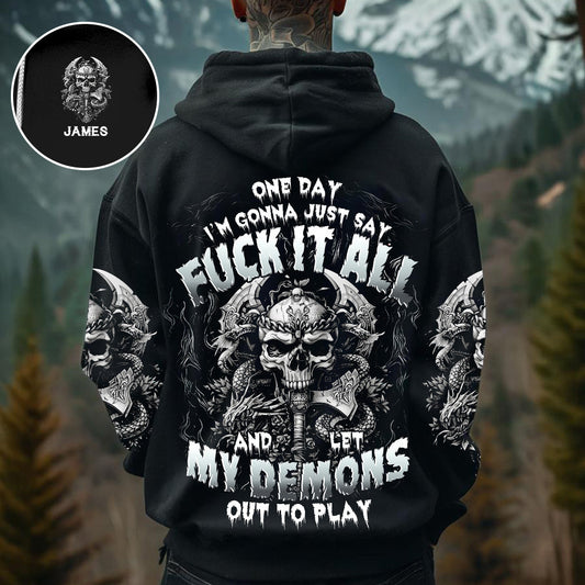 One Day I'm Gonna Just Say - Personalized Skull All Over Shirt