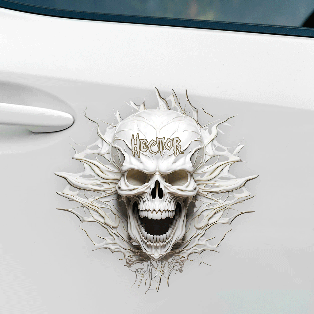 White Skull - Personalized Skull Decal Full