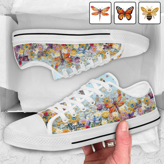 Pollinator Floral Garden - Personalized Gardening Low Top Shoes