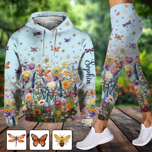 Pollinator Floral Garden - Personalized Gardening Hoodie and Leggings