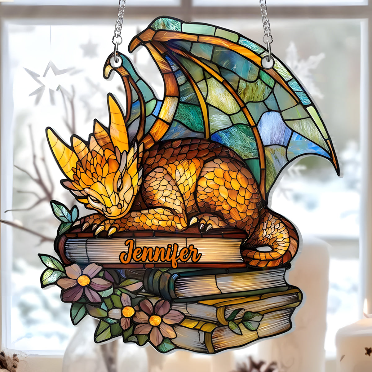 I'm A Bookdragon - Personalized Book Window Hanging Suncatcher Ornament