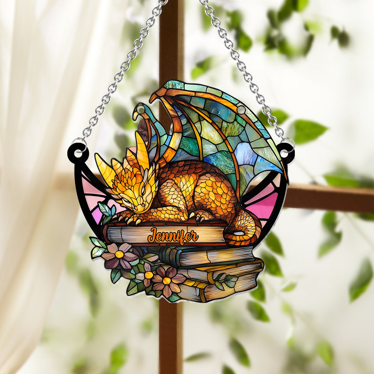 I'm A Bookdragon - Personalized Book Window Hanging Suncatcher Ornament