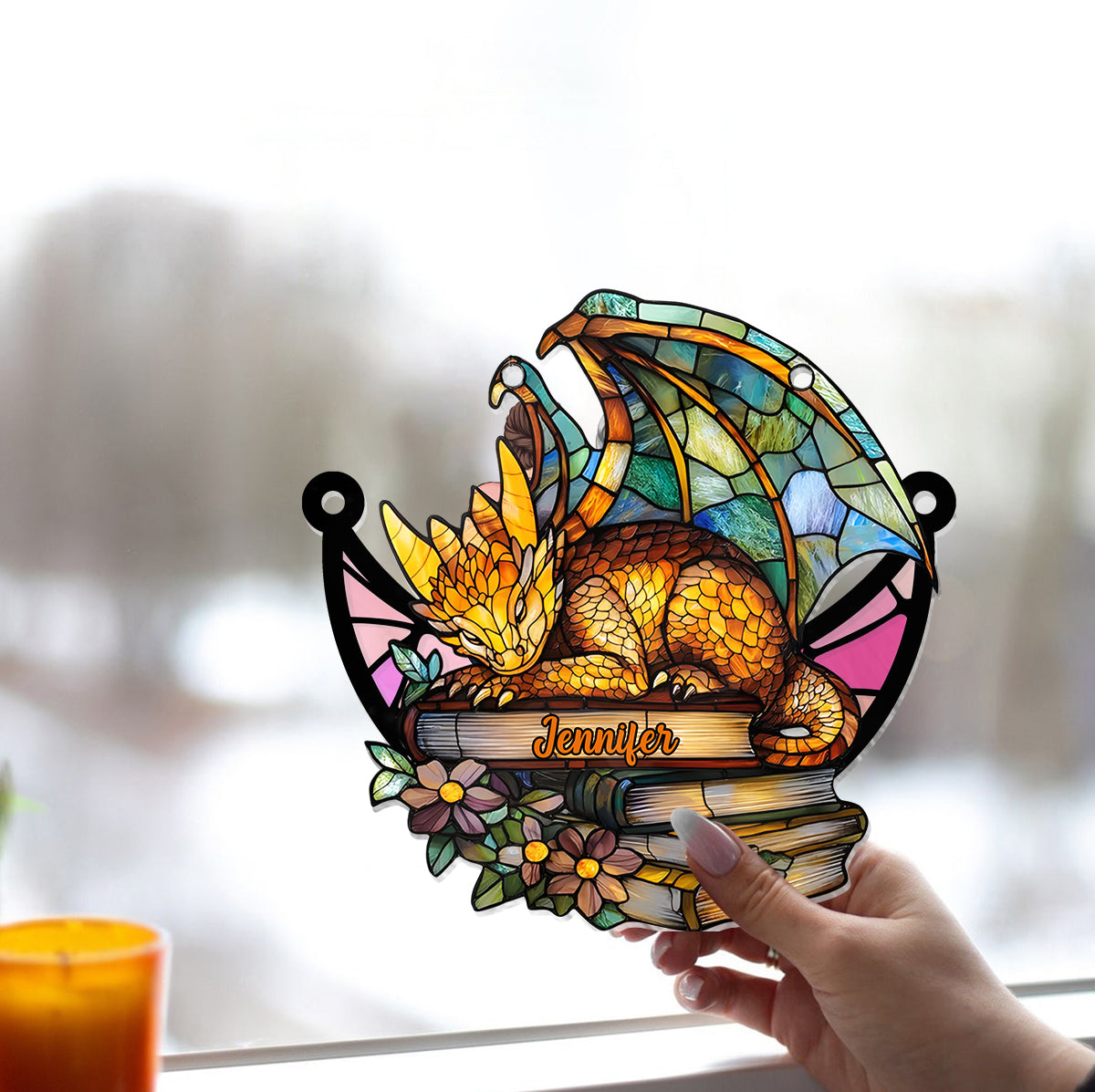 I'm A Bookdragon - Personalized Book Window Hanging Suncatcher Ornament
