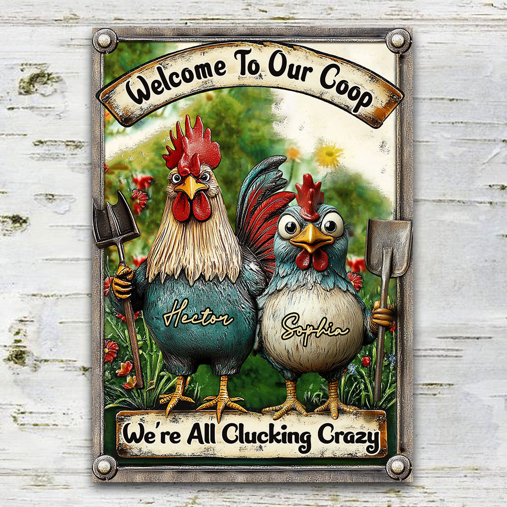 Welcome To Our Coop - Personalized Farmer Rectangle Metal Sign