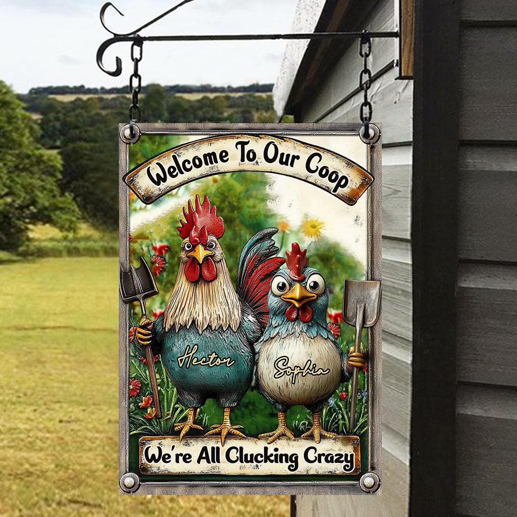 Welcome To Our Coop - Personalized Farmer Rectangle Metal Sign