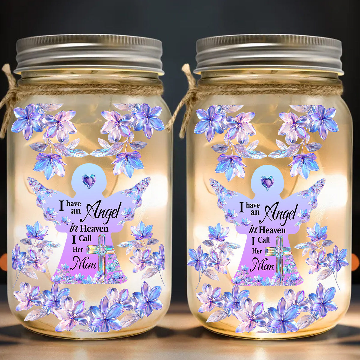 Angel In Heaven - Personalized Memorial Mason Jar Light