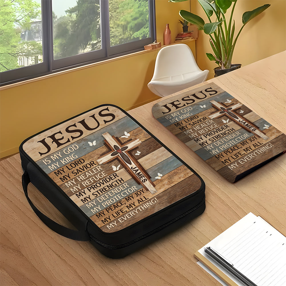 My God My King - Personalized Christian Leather Bible Cover Bag