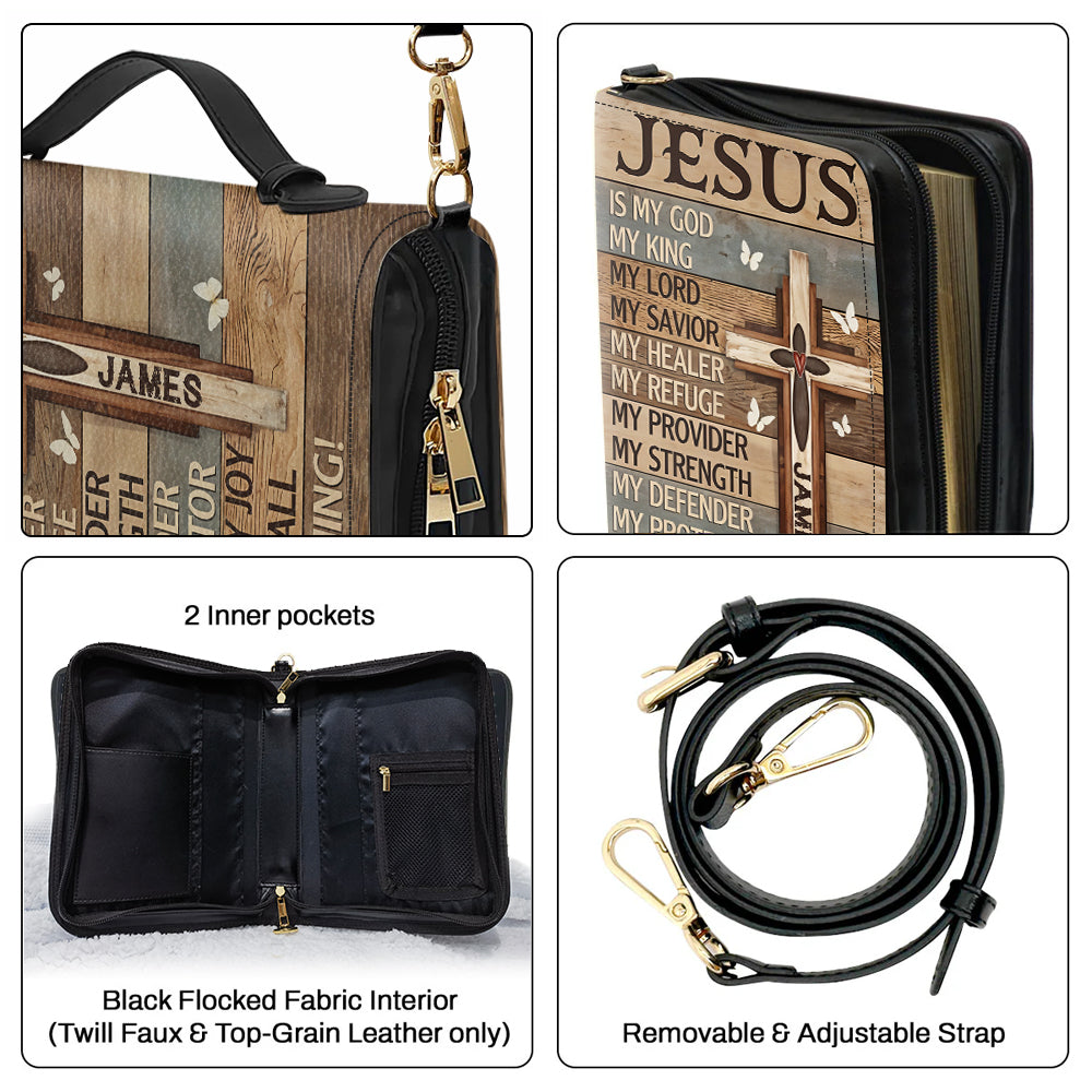 My God My King - Personalized Christian Leather Bible Cover Bag