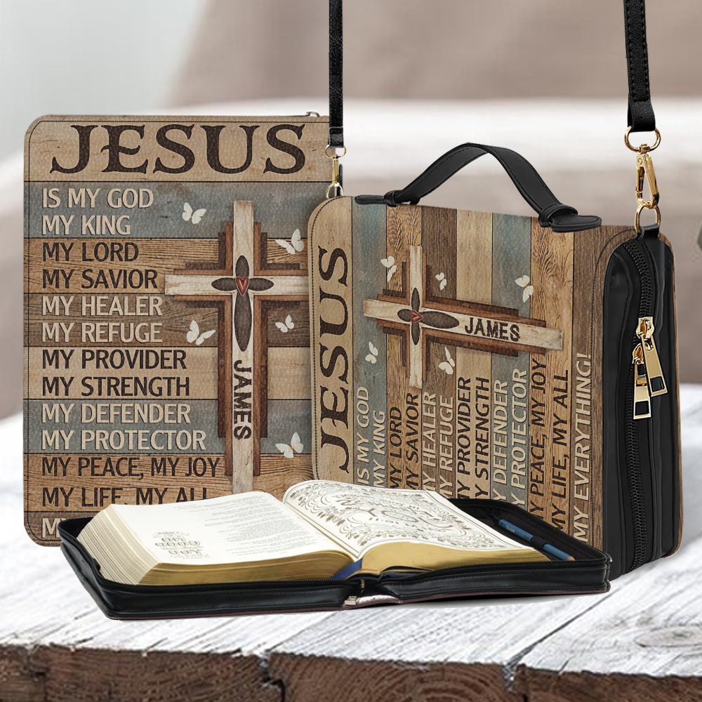 My God My King - Personalized Christian Leather Bible Cover Bag