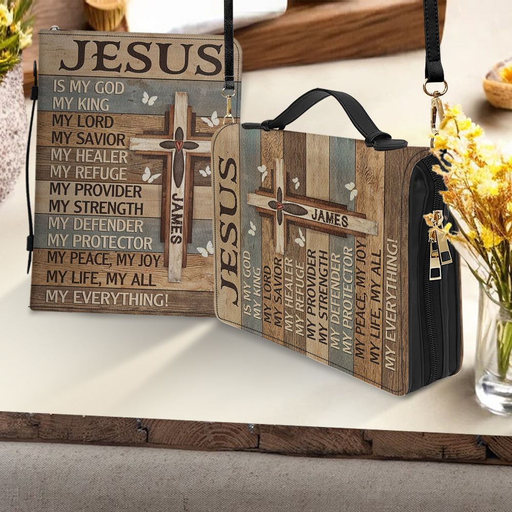 My God My King - Personalized Christian Leather Bible Cover Bag