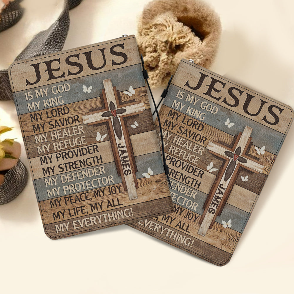My God My King - Personalized Christian Leather Bible Cover Bag
