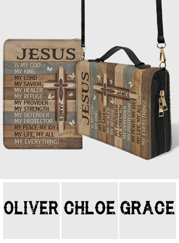 My God My King - Personalized Christian Leather Bible Cover Bag