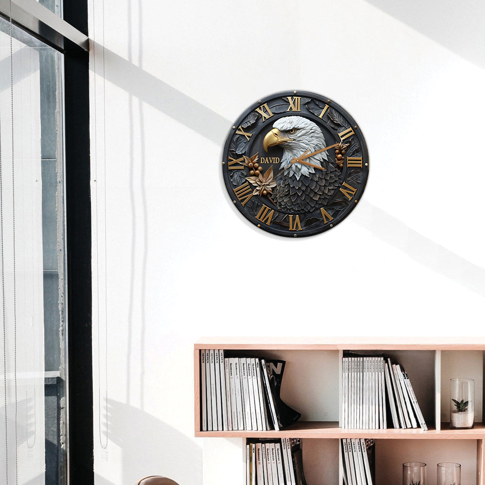 Strong Bald Eagle - Personalized Wall Clock
