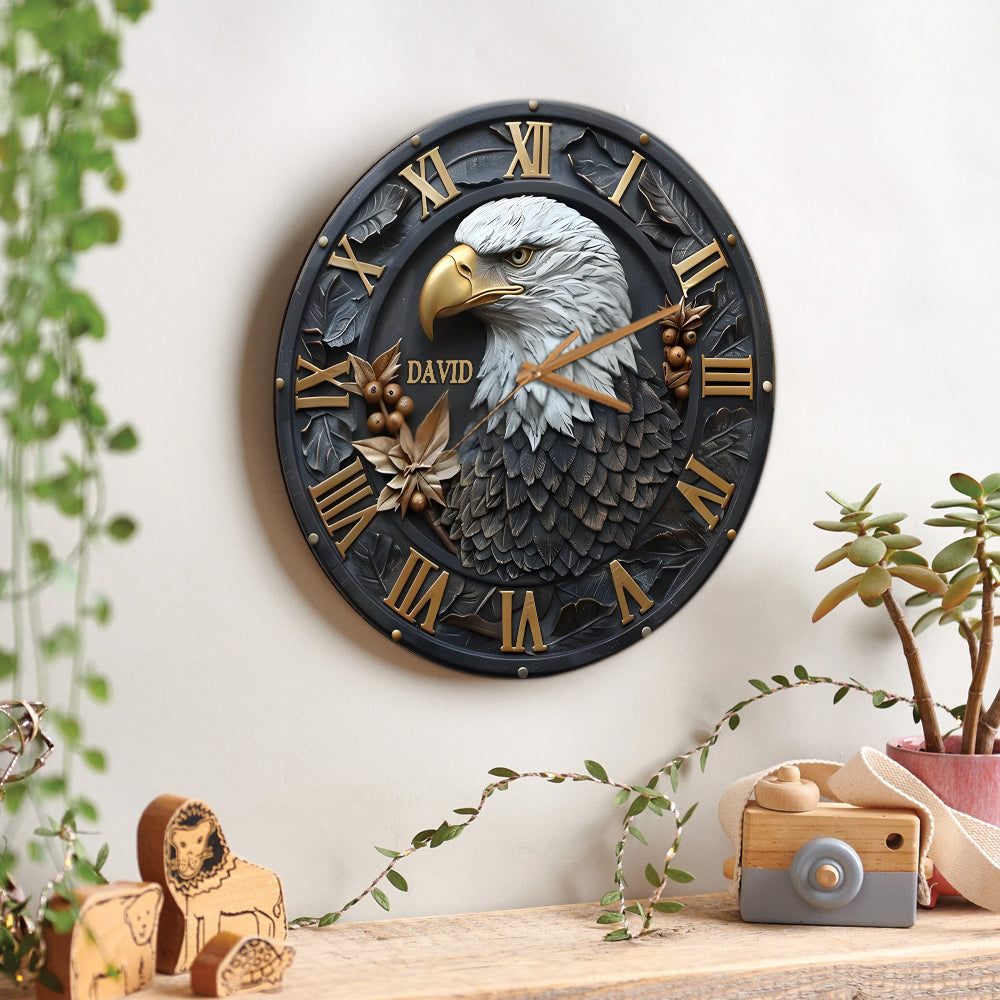 Strong Bald Eagle - Personalized Wall Clock