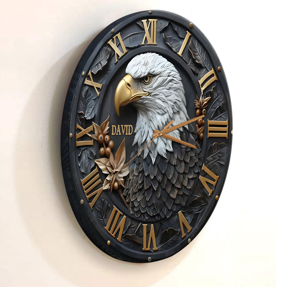 Strong Bald Eagle - Personalized Wall Clock