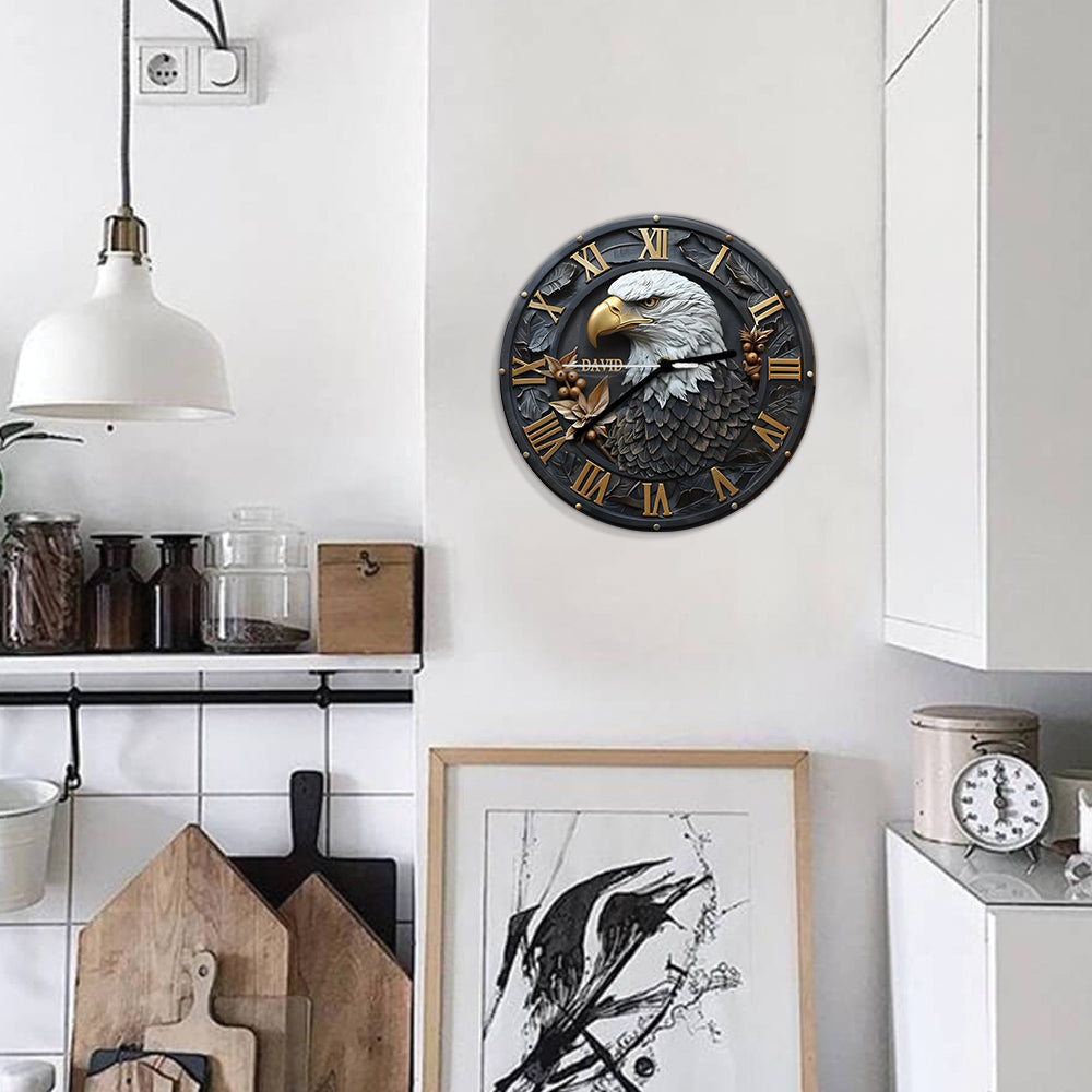 Strong Bald Eagle - Personalized Wall Clock