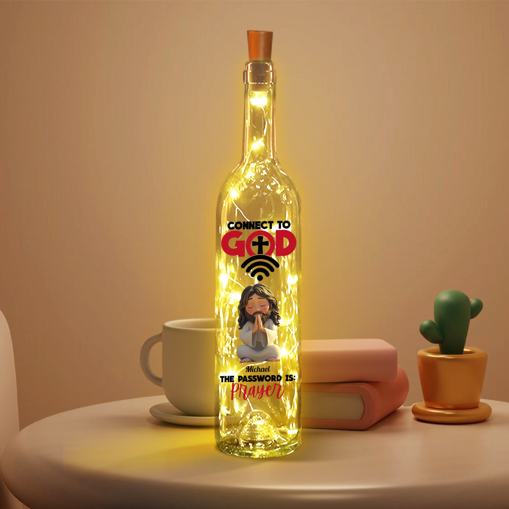 Connect To God - Personalized Christian Wine Bottle Lamp