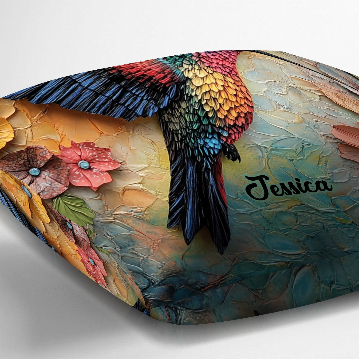 Stunning Fly - Personalized Hummingbird Throw Pillow