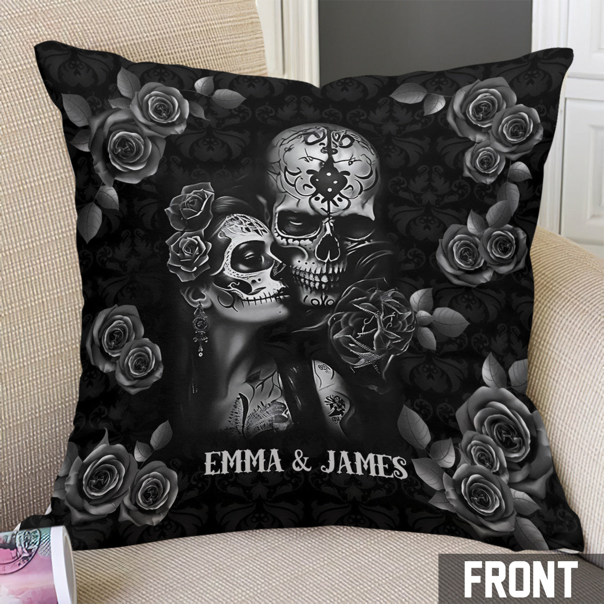 It's You & Me - Personalized Skull Throw Pillow