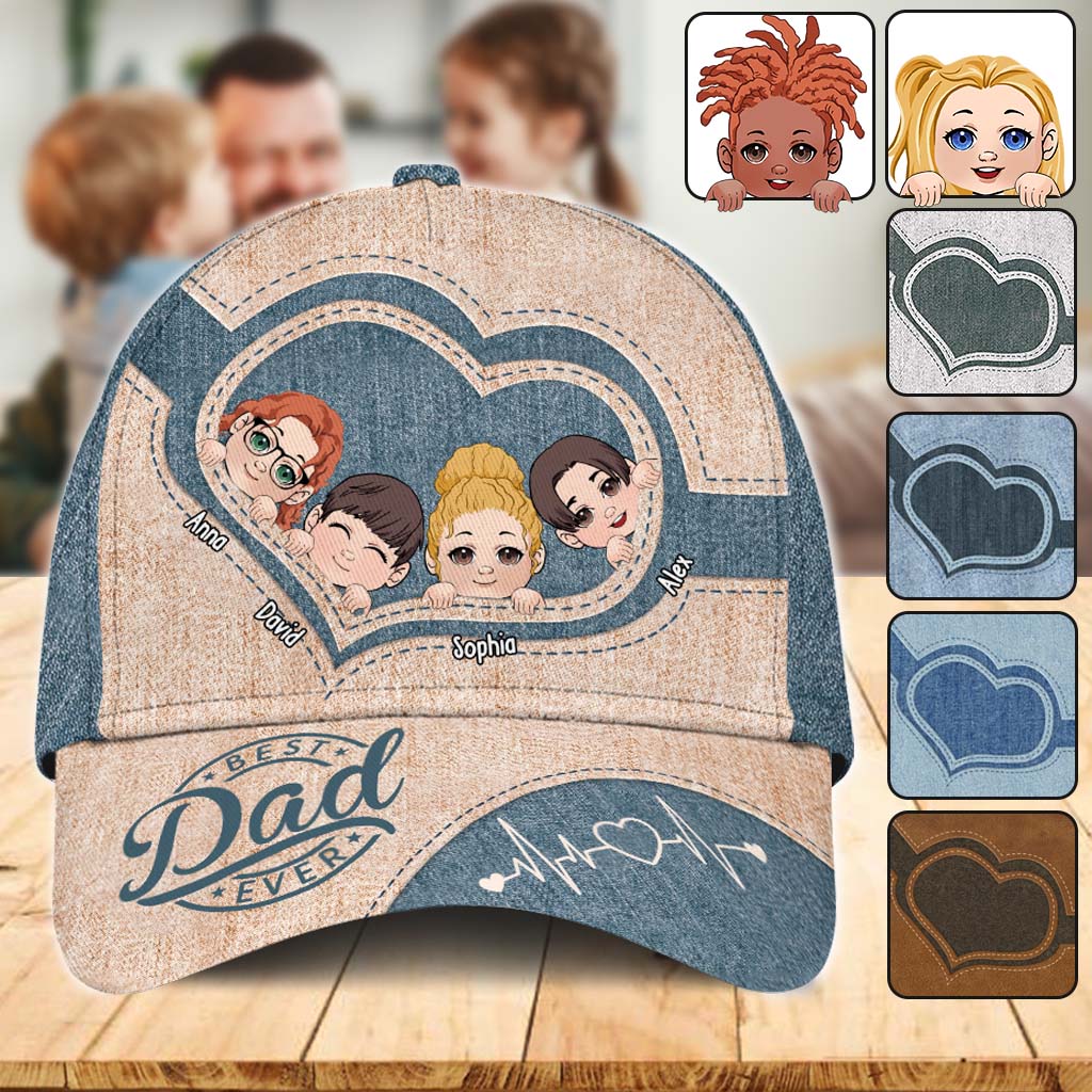 Dad's Heart Best Dad Ever - Personalized Father Classic Cap