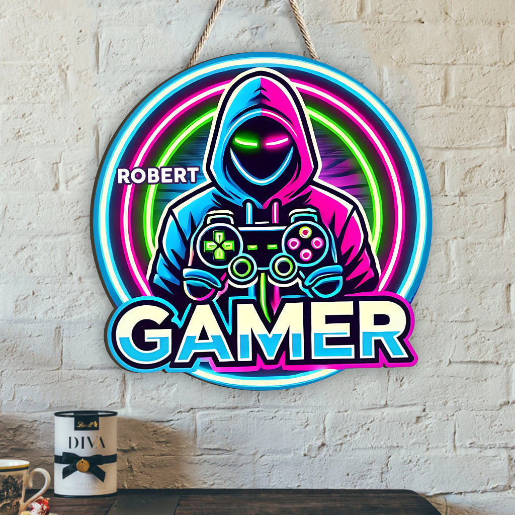 True Gamer - Personalized Video Game Custom Shaped Wood Sign