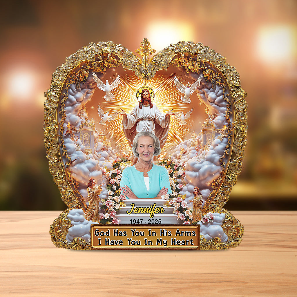 God Has You In His Arm - Personalized Memorial Custom Shaped Acrylic Plaque