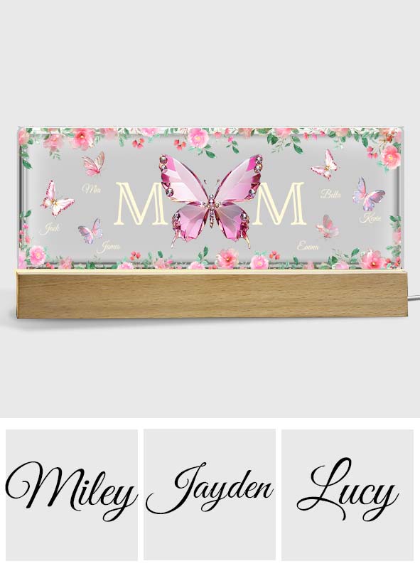 Mom And Children Butterflies - Personalized Mother Custom LED Night Light