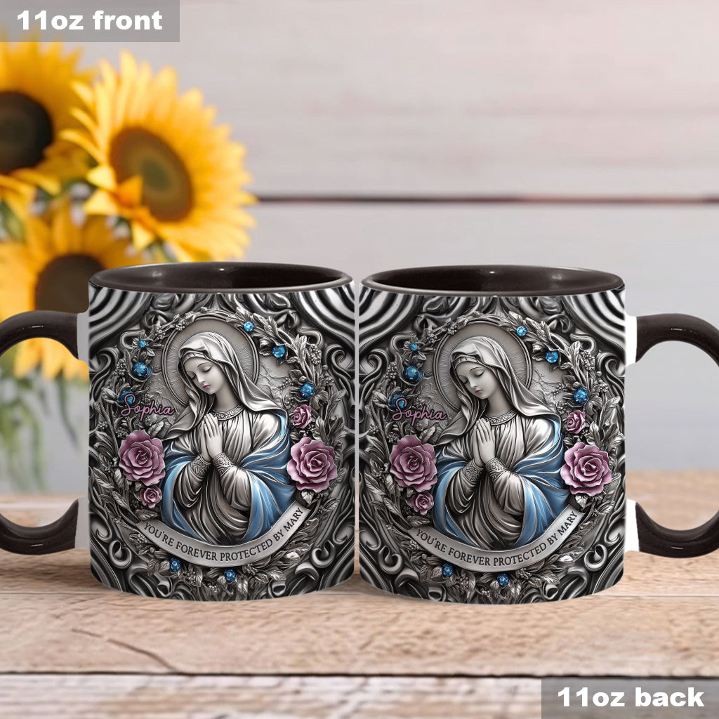 You're Forever Protected By Mary - Personalized Christian Accent Mug