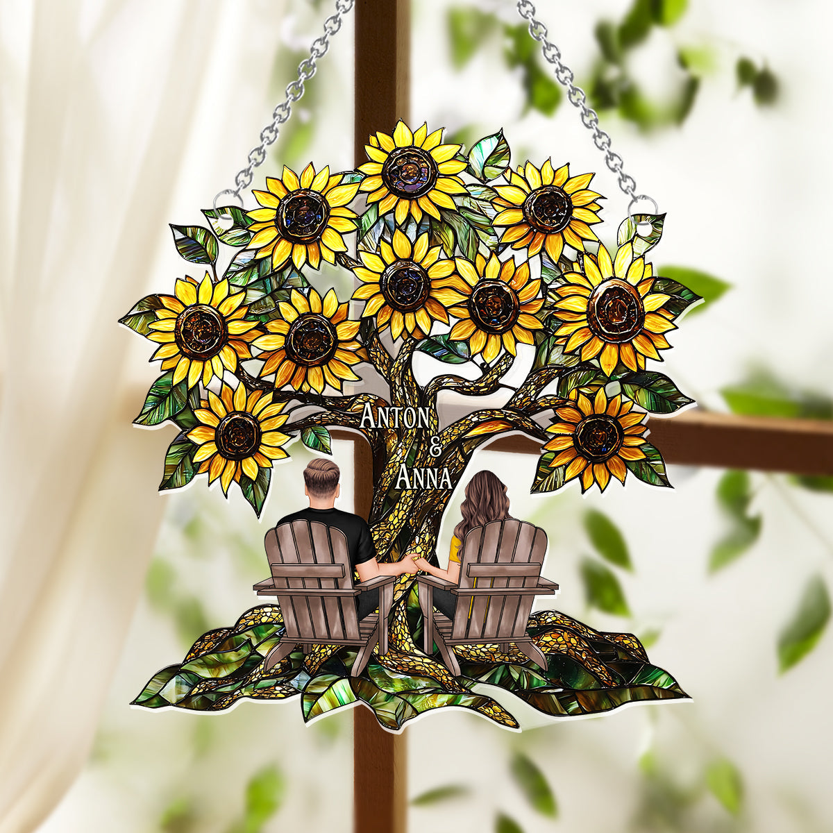 You & Me - Personalized Couple Window Hanging Suncatcher Ornament