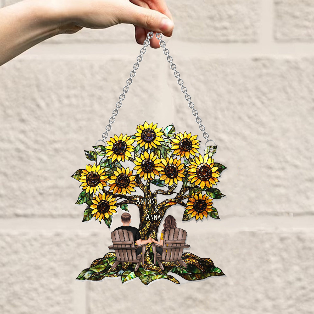 You & Me - Personalized Couple Window Hanging Suncatcher Ornament