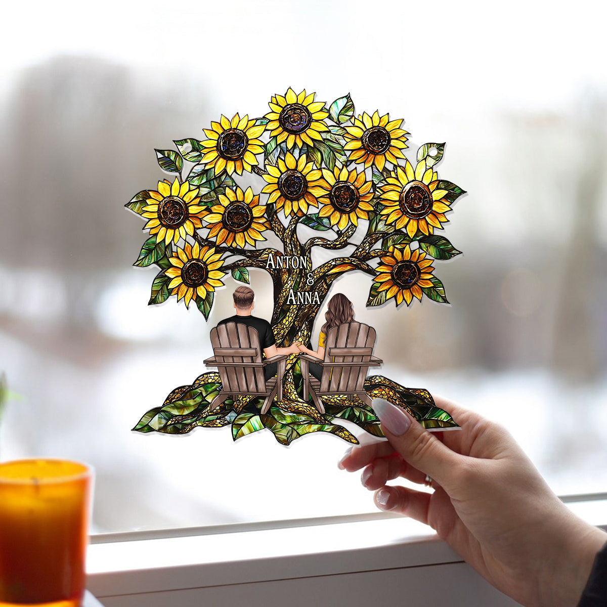 You & Me - Personalized Couple Window Hanging Suncatcher Ornament