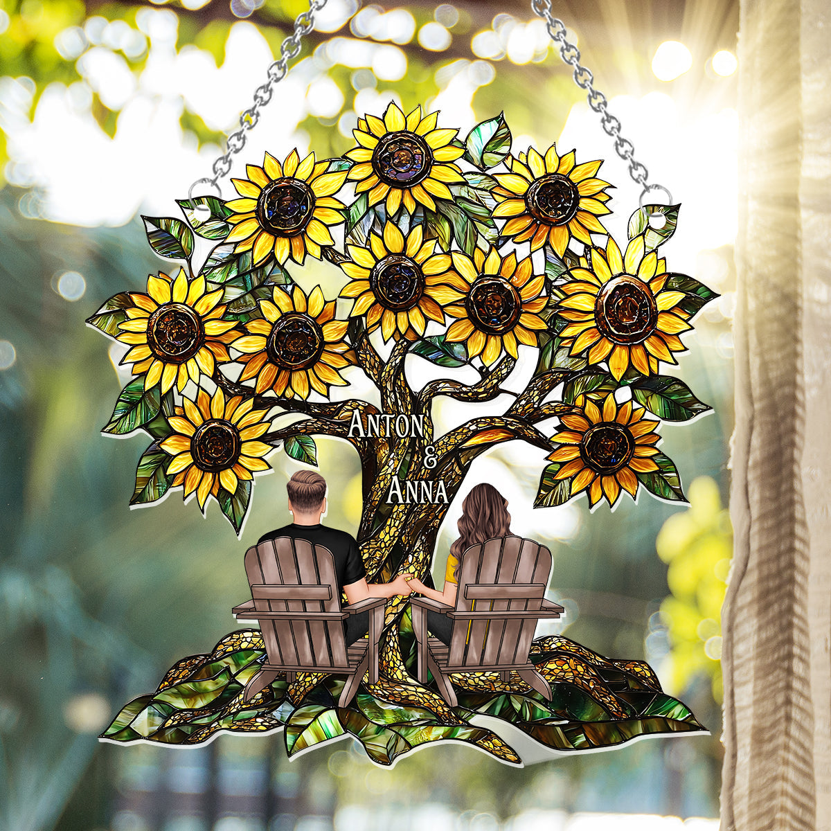 You & Me - Personalized Couple Window Hanging Suncatcher Ornament