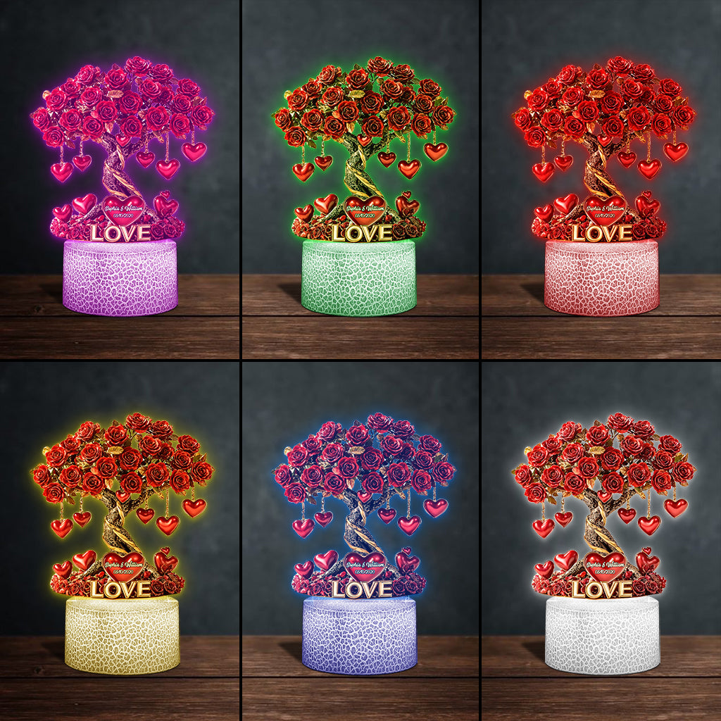 Love Tree - Personalized Couple Shaped Plaque Light Base