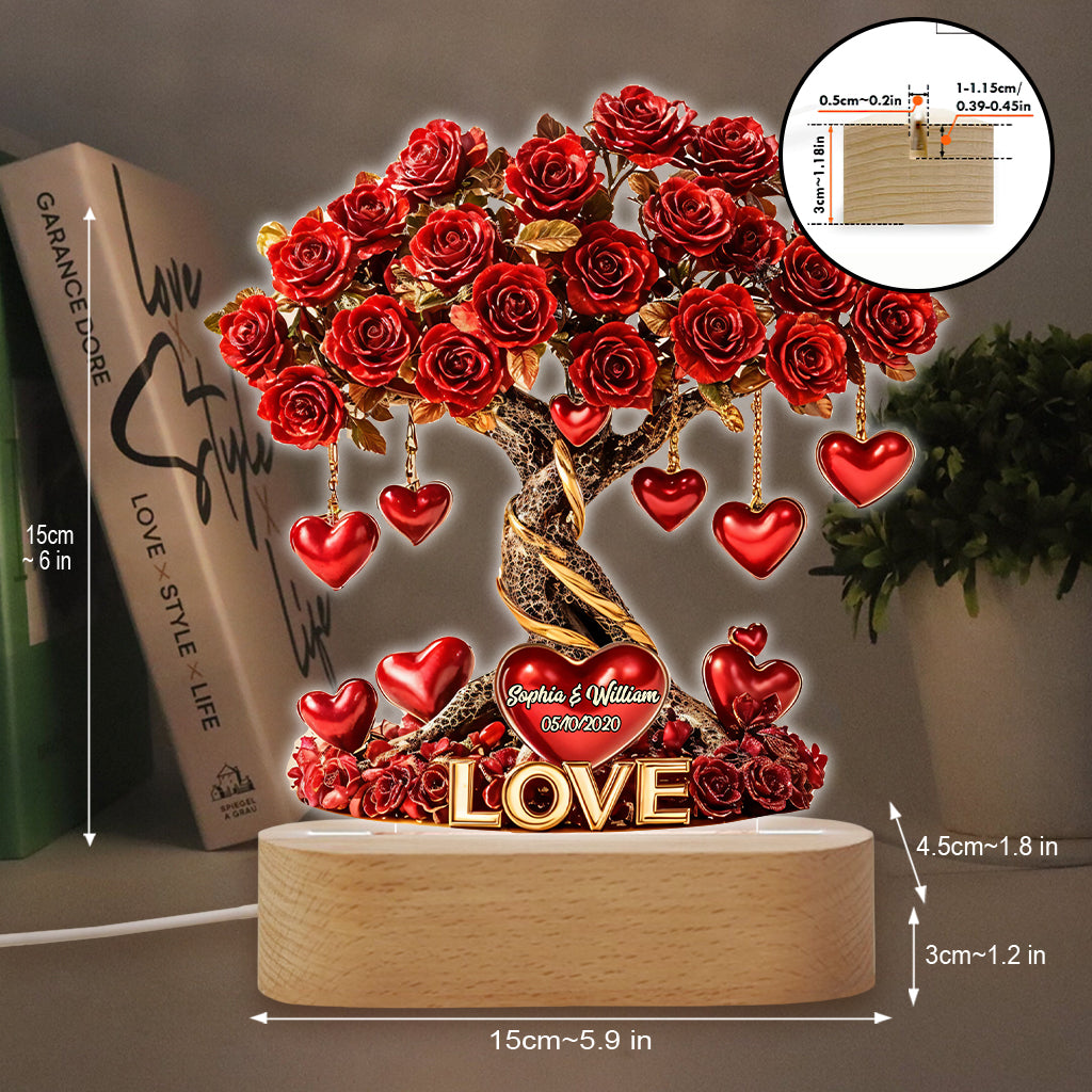 Love Tree - Personalized Couple Shaped Plaque Light Base